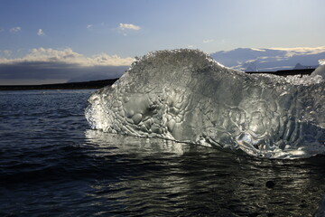 View on a iceberg on the Diamond Beach located south of the Vatnajökull glacier between the Vatnajökull National Park and the town of Höfn