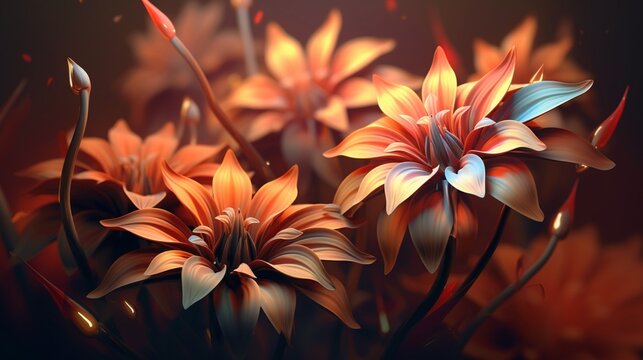 hermosas flores color marron digital art work Ai Generative