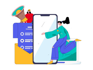 Flat vector illustration of business people operating work scene
