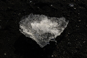 View on a iceberg on the Diamond Beach located south of the Vatnajökull glacier between the Vatnajökull National Park and the town of Höfn