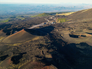 Aerial drone view of a crater in the volcano Etna in Sicily  © Robin