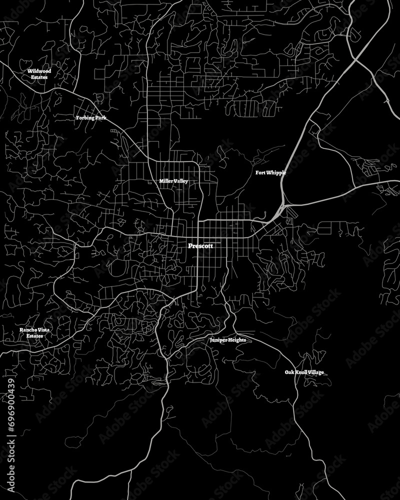 Sticker prescott arizona map, detailed dark map of prescott arizona