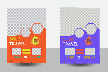 Colourful Travel flyer template for travel agency,Leaflet presentation,  layout in A4 size,A4 flyer design template for web,Modern  flyer design vector template.

