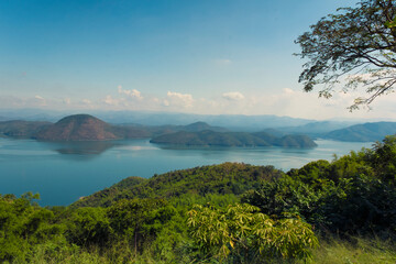 Scenery from a dam viewing point in central Thailand.