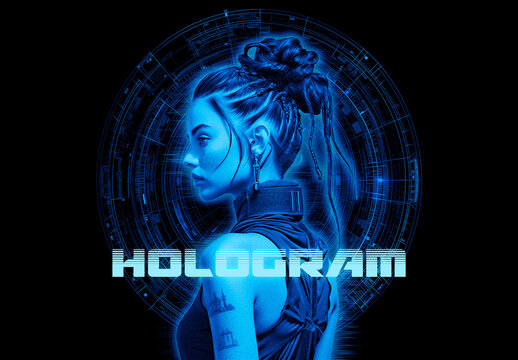 Sci-Fi HUD Hologram Photo Effect Mockup With Generative AI