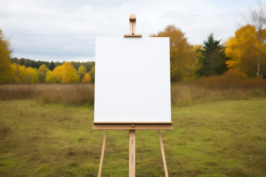 Space blank frame white easel wood art design canvas board empty wooden