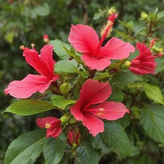 red flower in the garden generated Ai