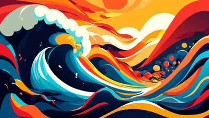 Waves of sound in vibrant colors. vektor icon illustation - obrazy, fototapety, plakaty
