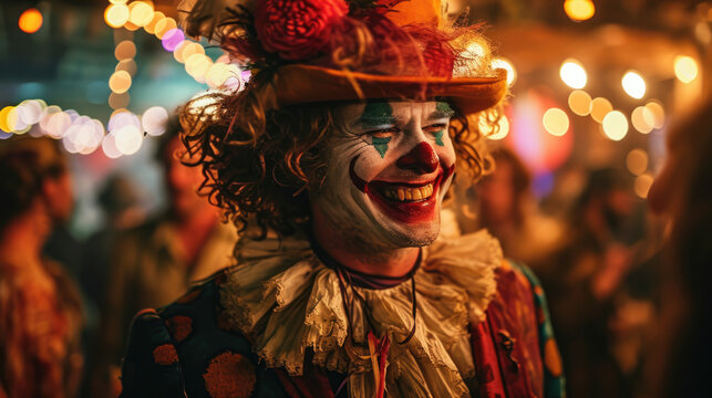 Surreal Office Party - Clown Wig Adorned with Business Attire Accessories Gen AI