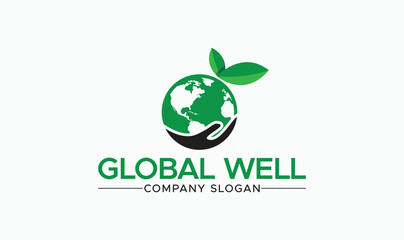 eco friendly global well environmental logo icon 