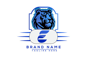 E Tiger logo Blue Design. Vector logo design for business.
