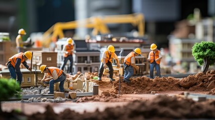 工事現場で働く人々