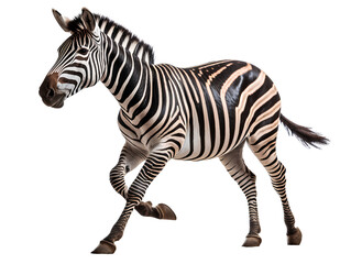 Fototapeta na wymiar Zebra running on transparent background PNG