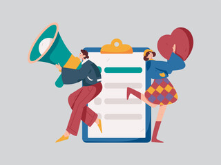 Flat vector illustration of business people operating work scene
