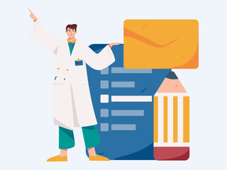 Flat vector illustration of business people operating work scene
