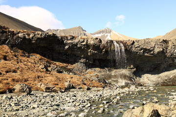 Hvannagil is a colorful rhyolite canyon located in the eastern part of iceland and featuring spectacular rock formations