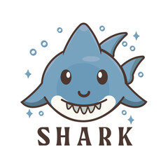 kawaii fish shark mascot logo template
