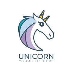 Unicorn logo design vector illustration isolated on white background.