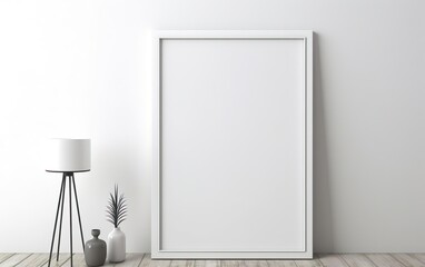 Black and white minimalistic interior. Empty frame with copy space for quotes or products. AI Generative.