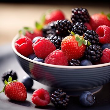 Image Of A Bowl of Berries, generative ai.