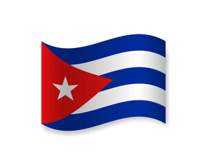Flag of Cuba flat icon. Wavy vector element with shadow underneath. Best for mobile apps, UI and web design.