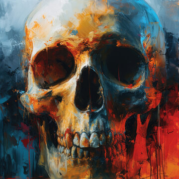 Artistic Skull - A haunting skull design blending life and death in various artistic styles Gen AI