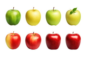 set of apples on transparent background
