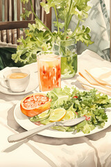 salad with vegetables, brunch, healthy diet, Generative AI