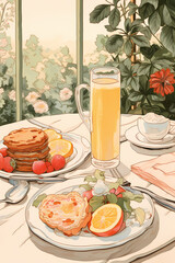 breakfast on a table, Generative AI