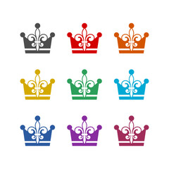 Crown fleur de lis icon isolated on white background. Set icons colorful © sljubisa