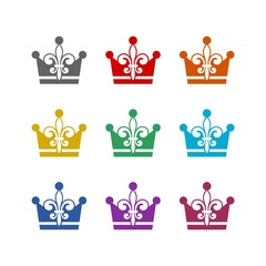 Crown fleur de lis icon isolated on white background. Set icons colorful - obrazy, fototapety, plakaty