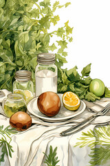 olive oil and herbs, salads, Generative AI