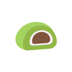 Mochi icon vector illustration. Traditional Japanese dessert. Ball of rice flour with bean paste.