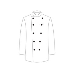 White chef jacket vector illustration. Cook uniform, shirt on white background.
