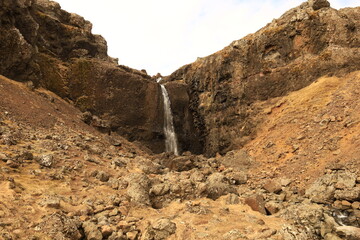 View on a waterfall in the south of Iceland, in the Austurland region