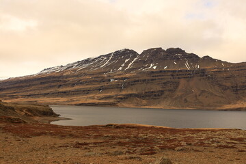 View of the Fáskrúðsfjörður fjord located in the east of Iceland, in the Austurland region