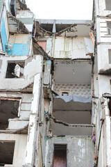 destroyed house. war. destruction of buildings. as a result of a missile attack. Ukrainian war. war in Ukraine. destruction of architecture.