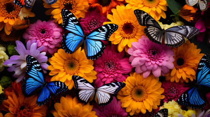 A butterfly garden with vibrant flowers.