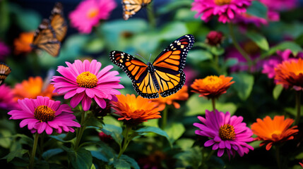 A butterfly garden with vibrant flowers.