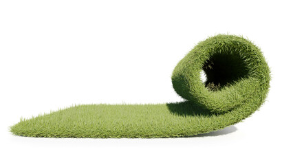 Yoga mat grass  screw 3D illustration