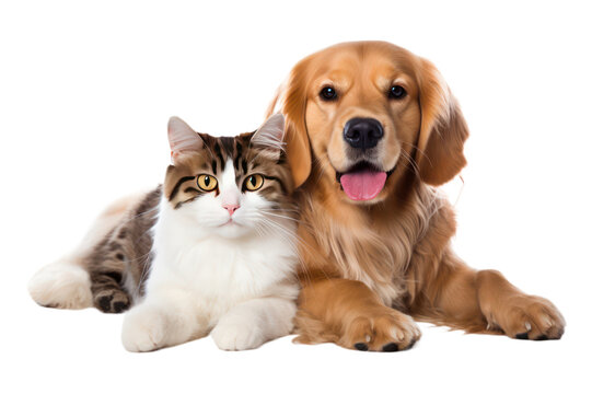 dog with cat on transparent background