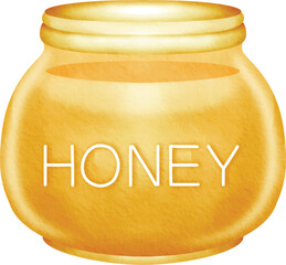 Golden honey glistening in vintage glass jar.