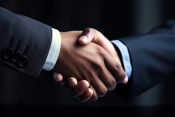 Two entrepreneurs made a deal and secured it with a handshake - obrazy, fototapety, plakaty