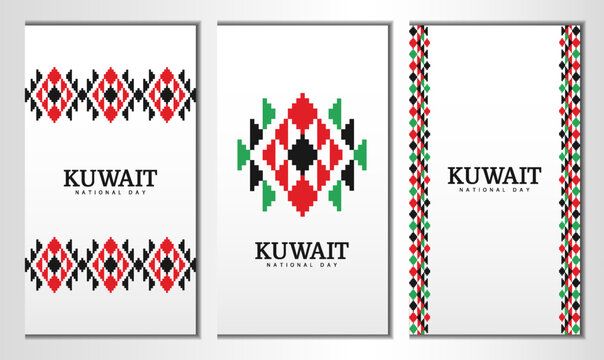 Vector Illustration of National Day Kuwait. Banners set with national pattern.
