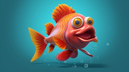 Cartoon superhero fish lover 3d character Ai Generative