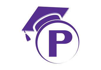 Letter P Education and graduation Logo Design Vector Template.