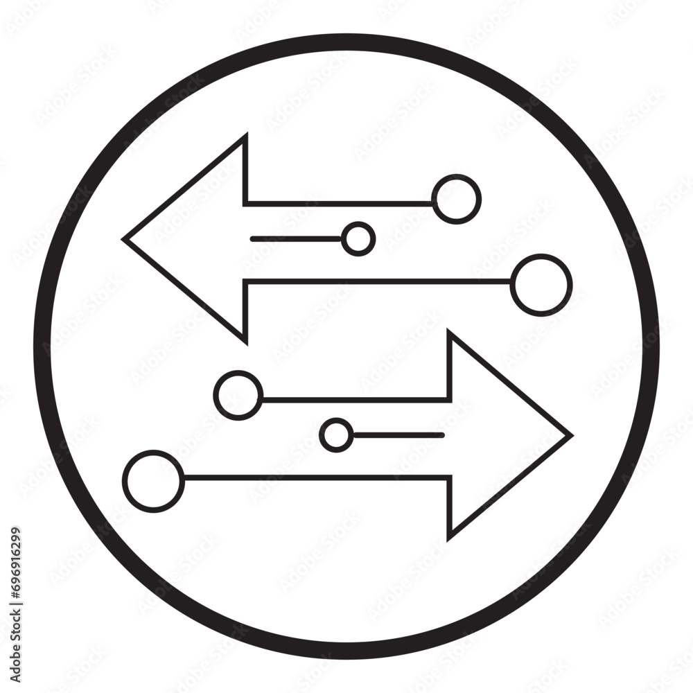 Poster transfer arrows outline icon. linear style sign for mobile concept and web design. left right arrows