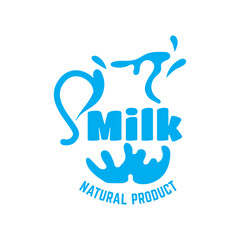 Fototapeta na wymiar Fresh milk logo concept. Milk logo isolated vector emblem