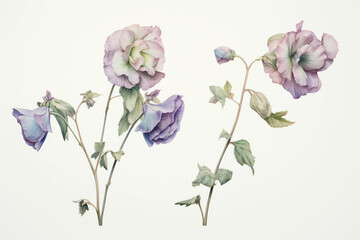 Background isolated background illustration flower watercolor botanical nature floral leaf summer