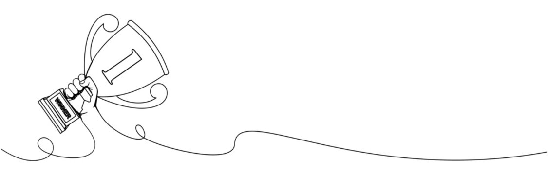 recommend clip art: line art of hand holding champion trophy